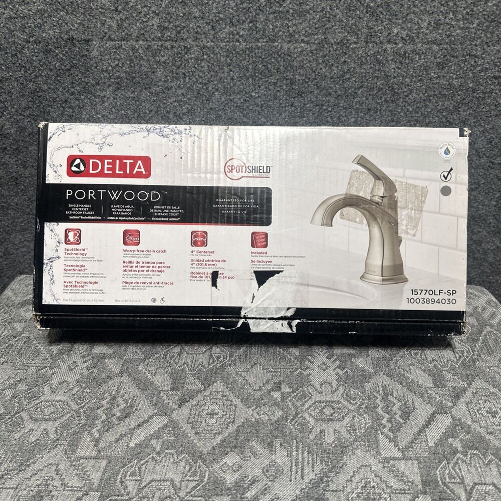 Delta Portwood Bathroom Faucet Single Hole Handle - Brushed Nickel - 15770LF-SP
